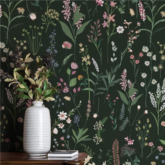 17.3'' x 118.1" Floral Peel and Stick Wallpaper Vinyl Wallpaper Flower